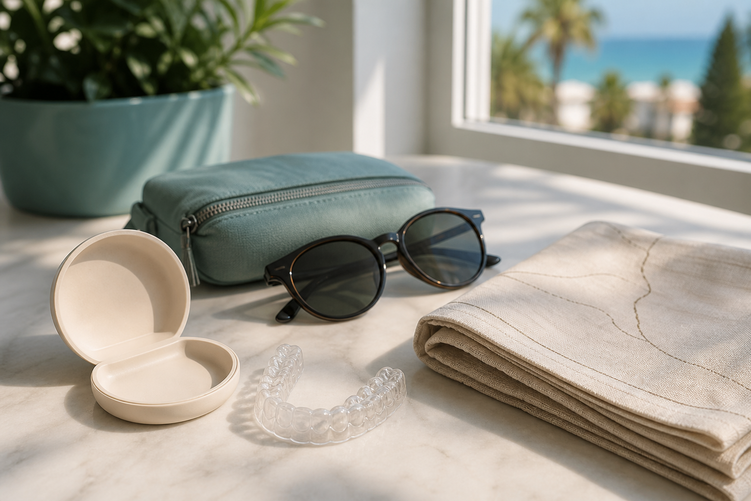 Illustrative Darstellung zum Ratgeberthema Aligner im Urlaub: Reisevorrat und Notfallplan
